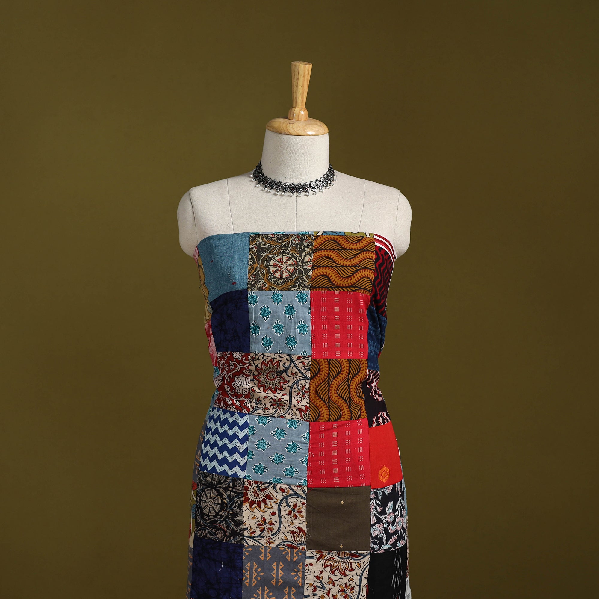 Hand-stitched mosaic cotton unstitched kurta material