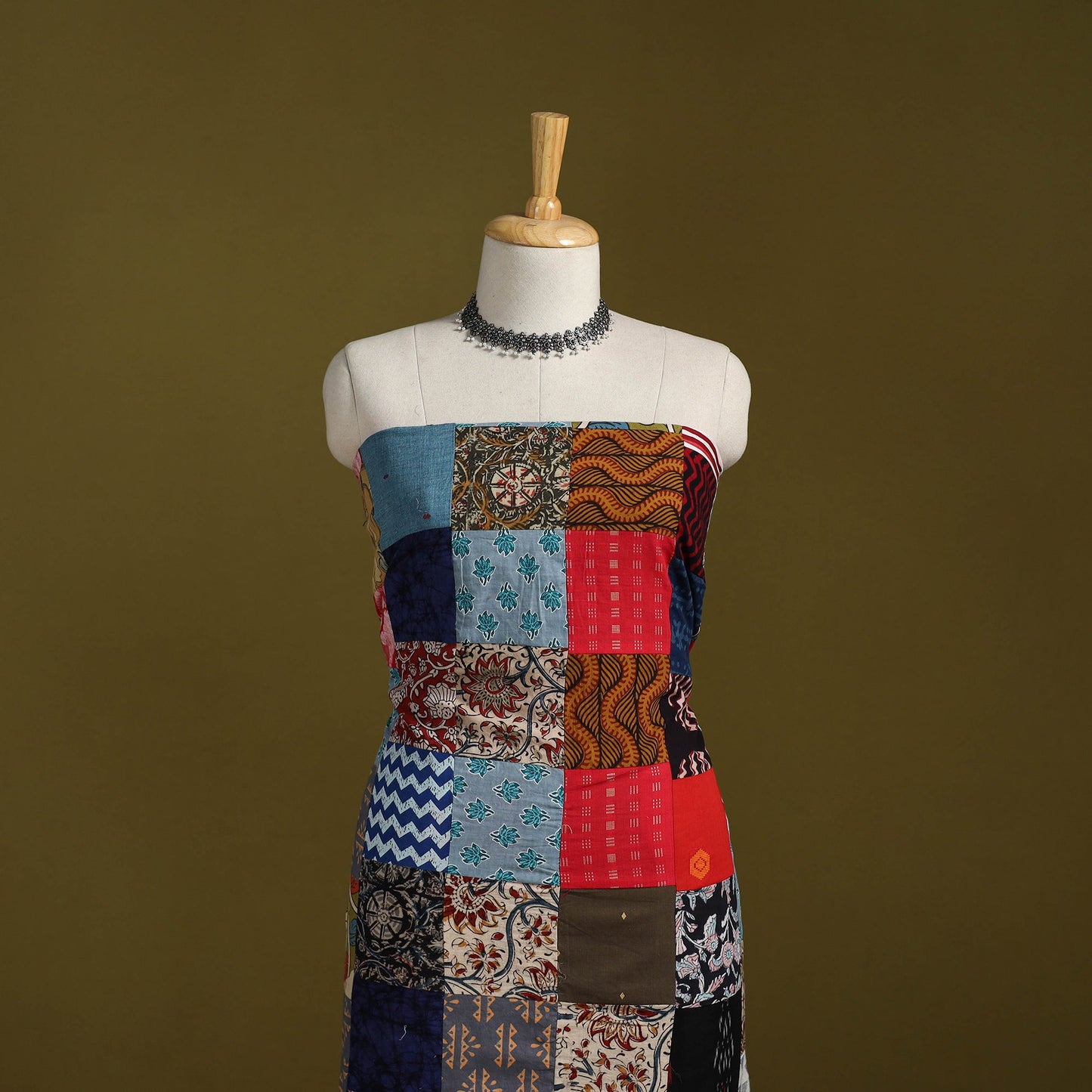 Hand-stitched mosaic cotton unstitched kurta material