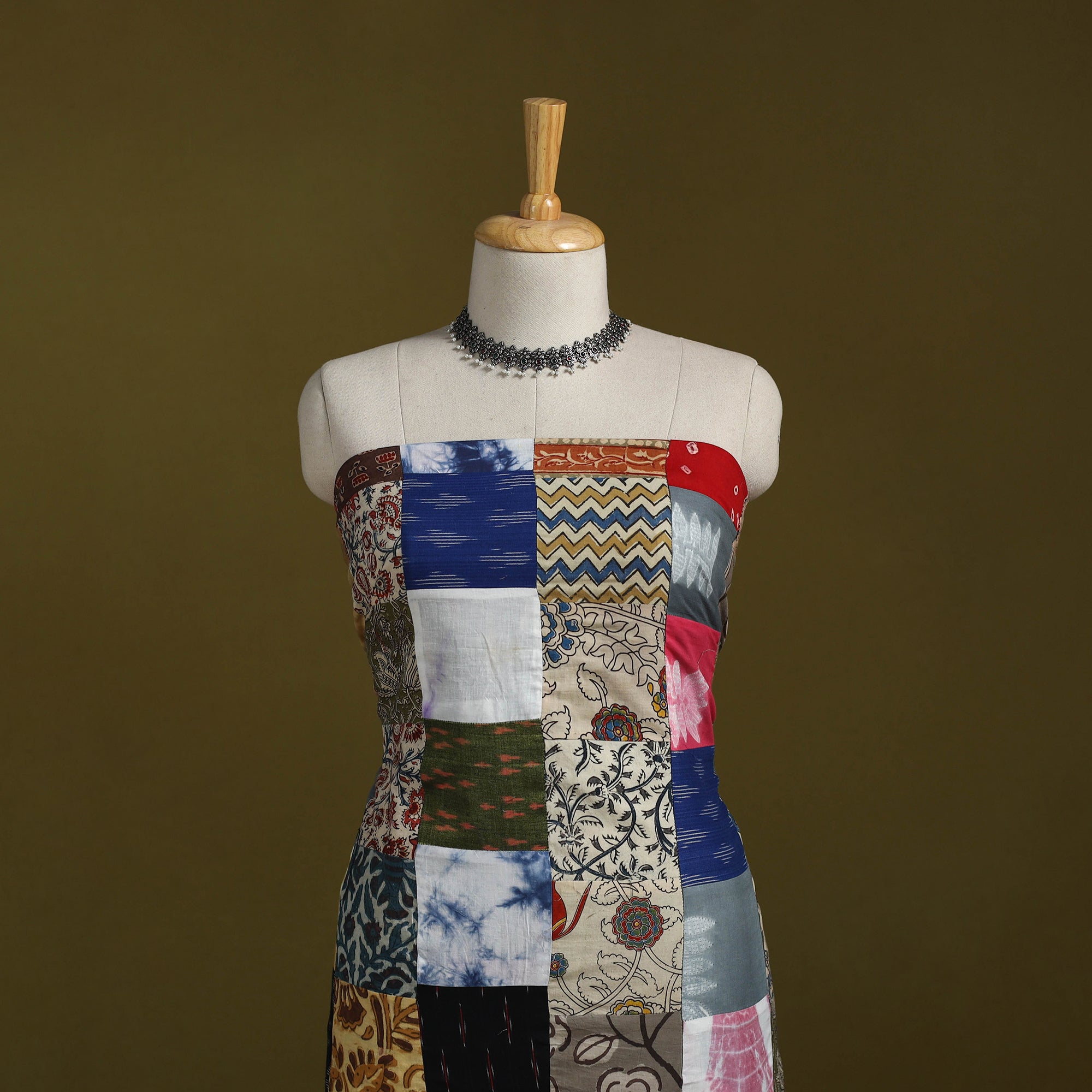 Hand-stitched mosaic cotton unstitched kurta material