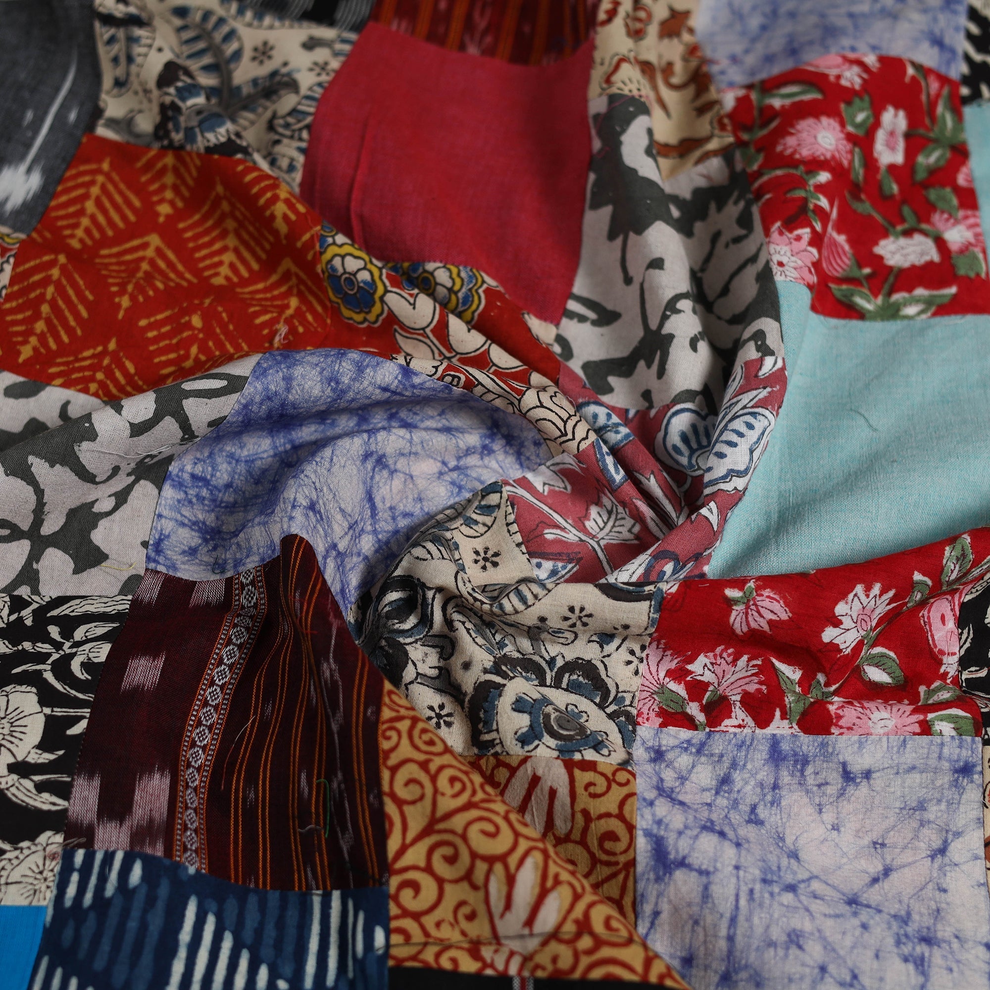 Hand-stitched mosaic cotton unstitched kurta material