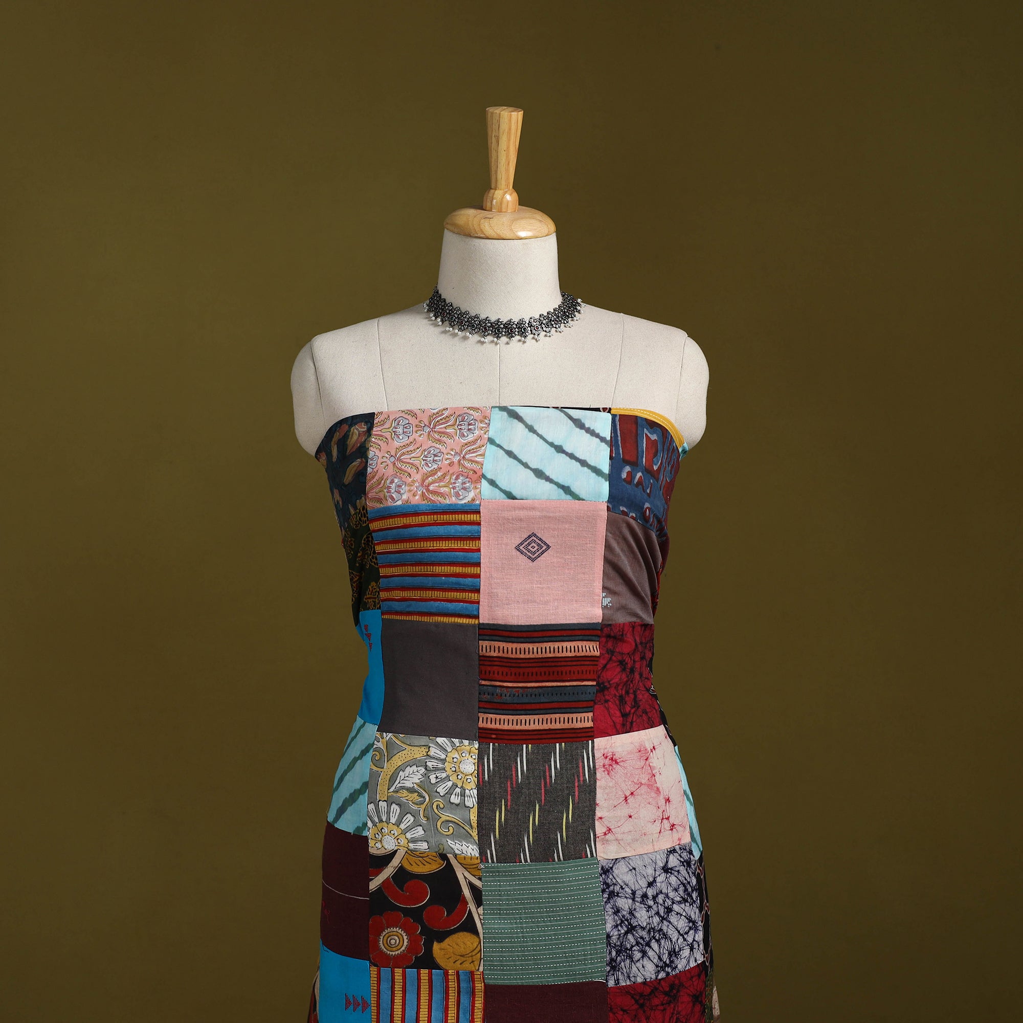 Hand-stitched mosaic cotton unstitched kurta material