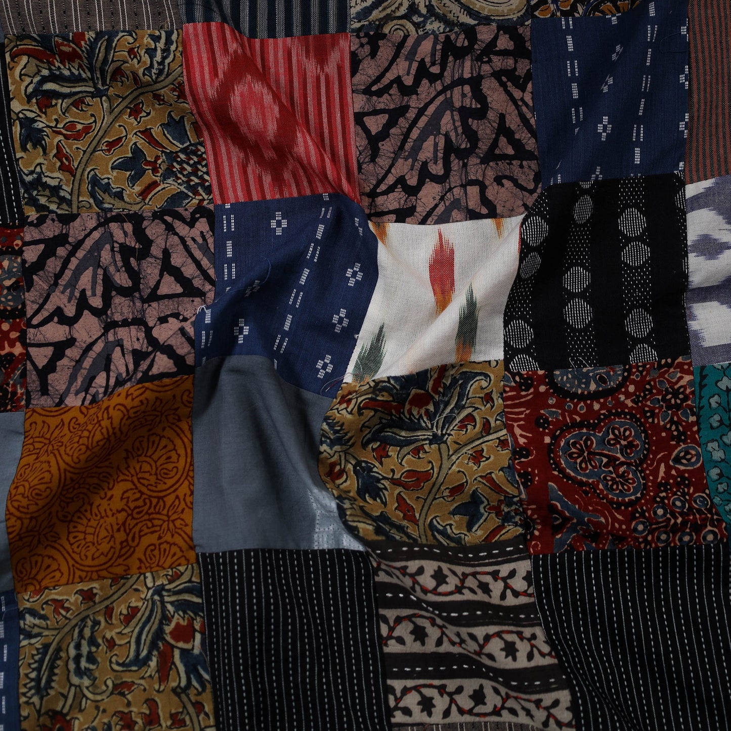 Multicolour Hand-Stitched Mosaic Cotton Kurta Material