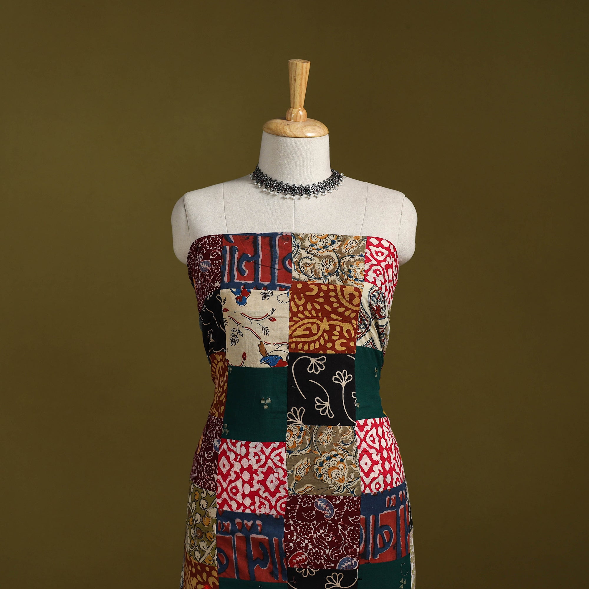 Hand-stitched mosaic cotton unstitched kurta material