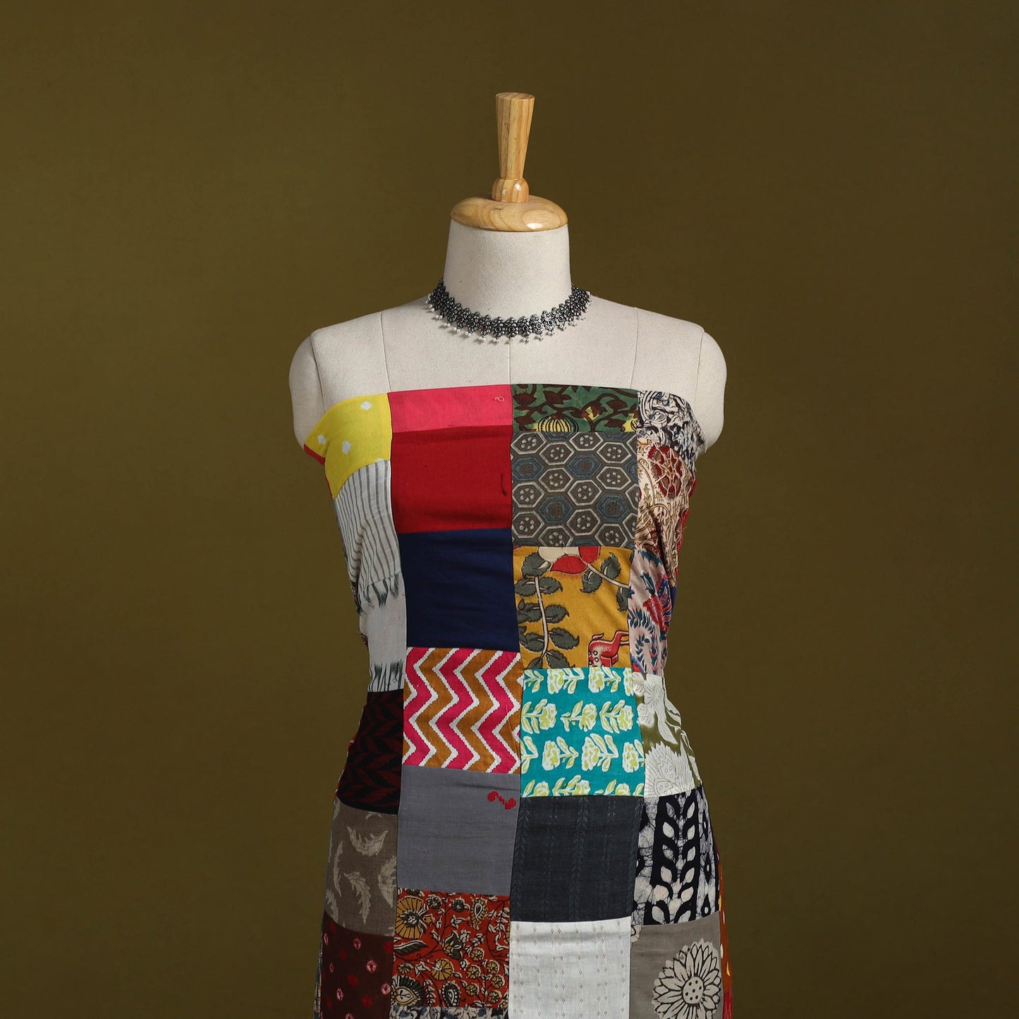 Hand-stitched mosaic cotton unstitched kurta material