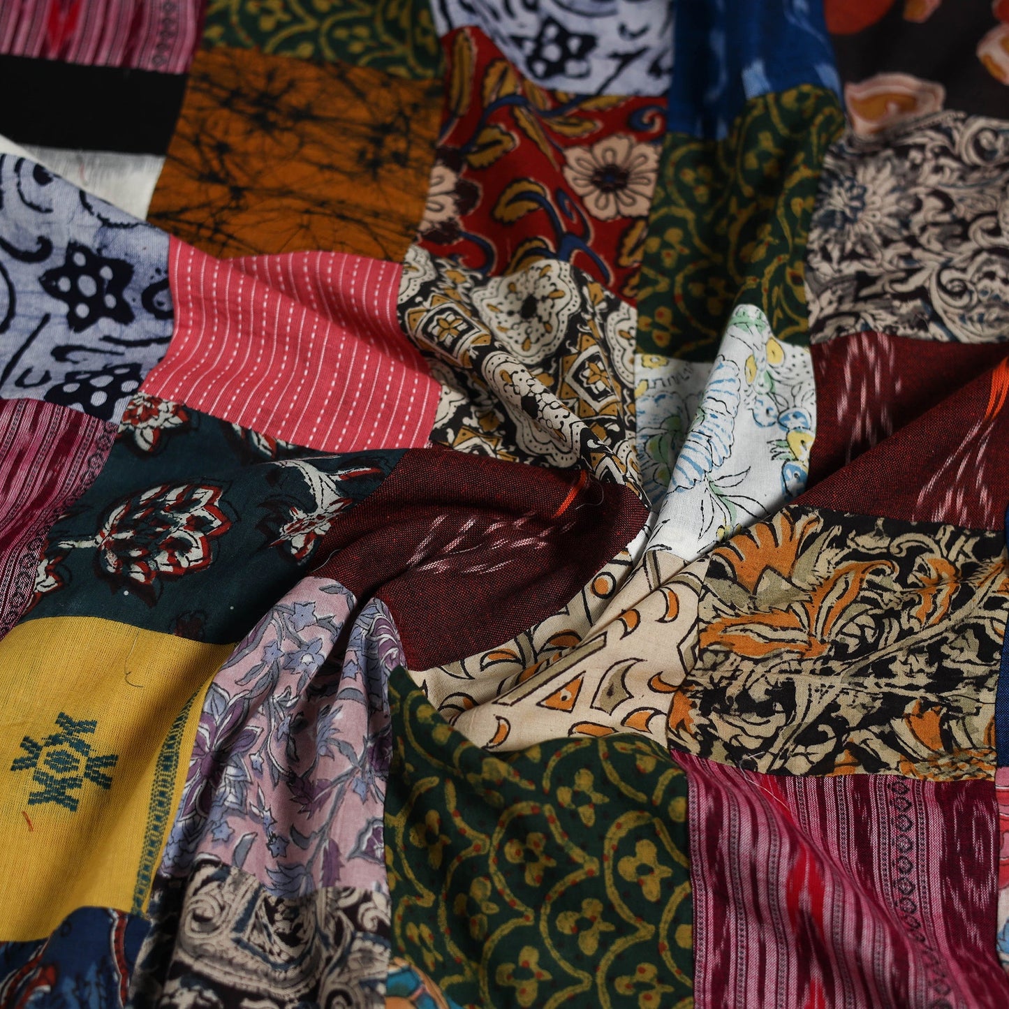 Hand-stitched mosaic cotton unstitched kurta material