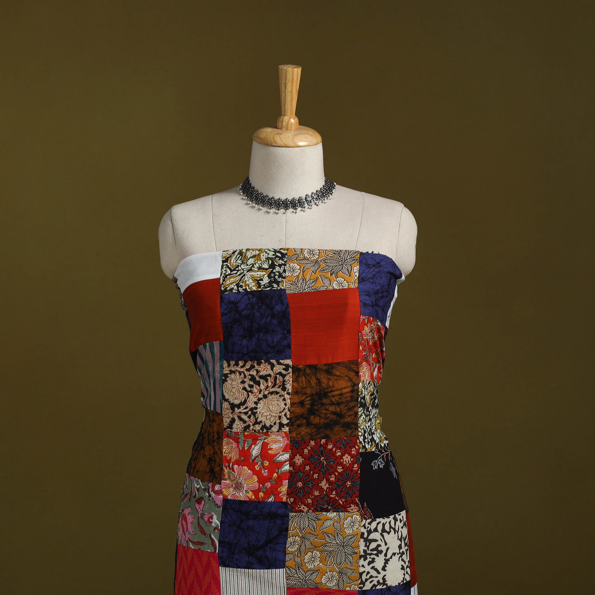 Hand-stitched mosaic cotton unstitched kurta material