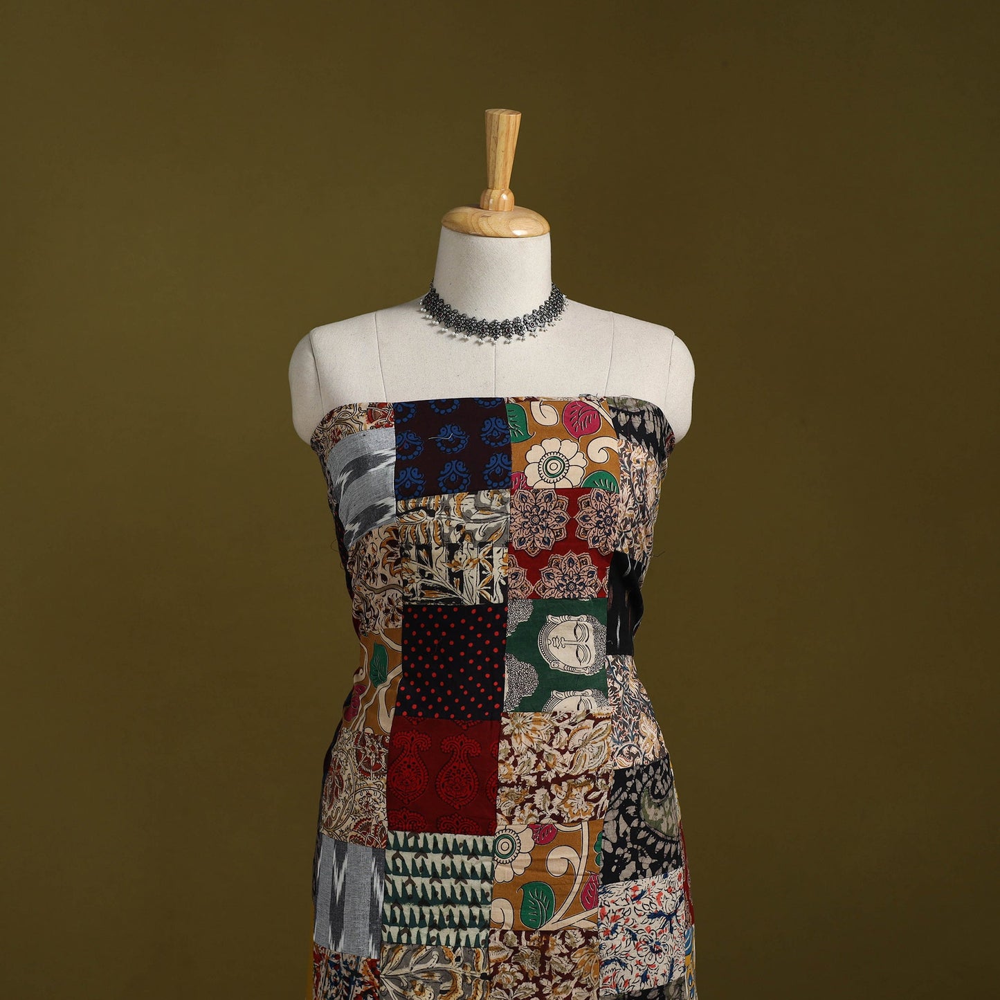 Hand-stitched mosaic cotton unstitched kurta material