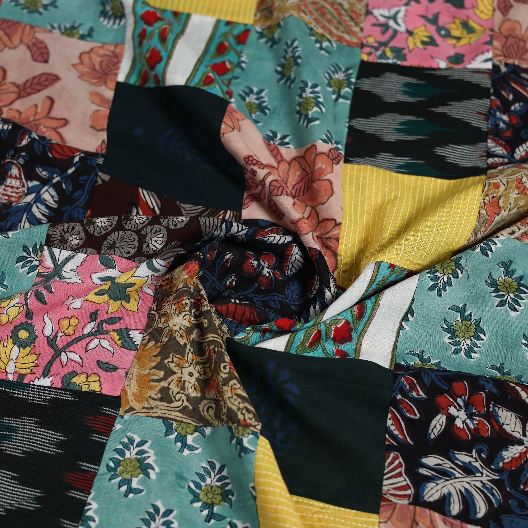 Hand-stitched mosaic cotton unstitched kurta material