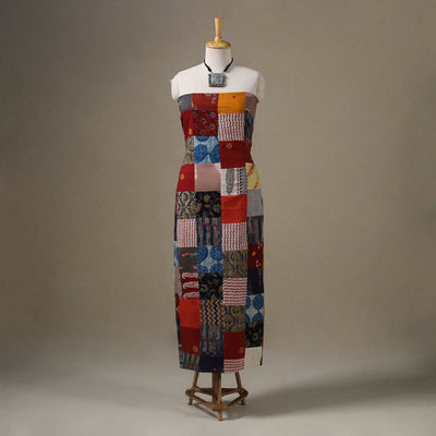 Multicolor - hand-stitched mosaic cotton unstitched kurta
