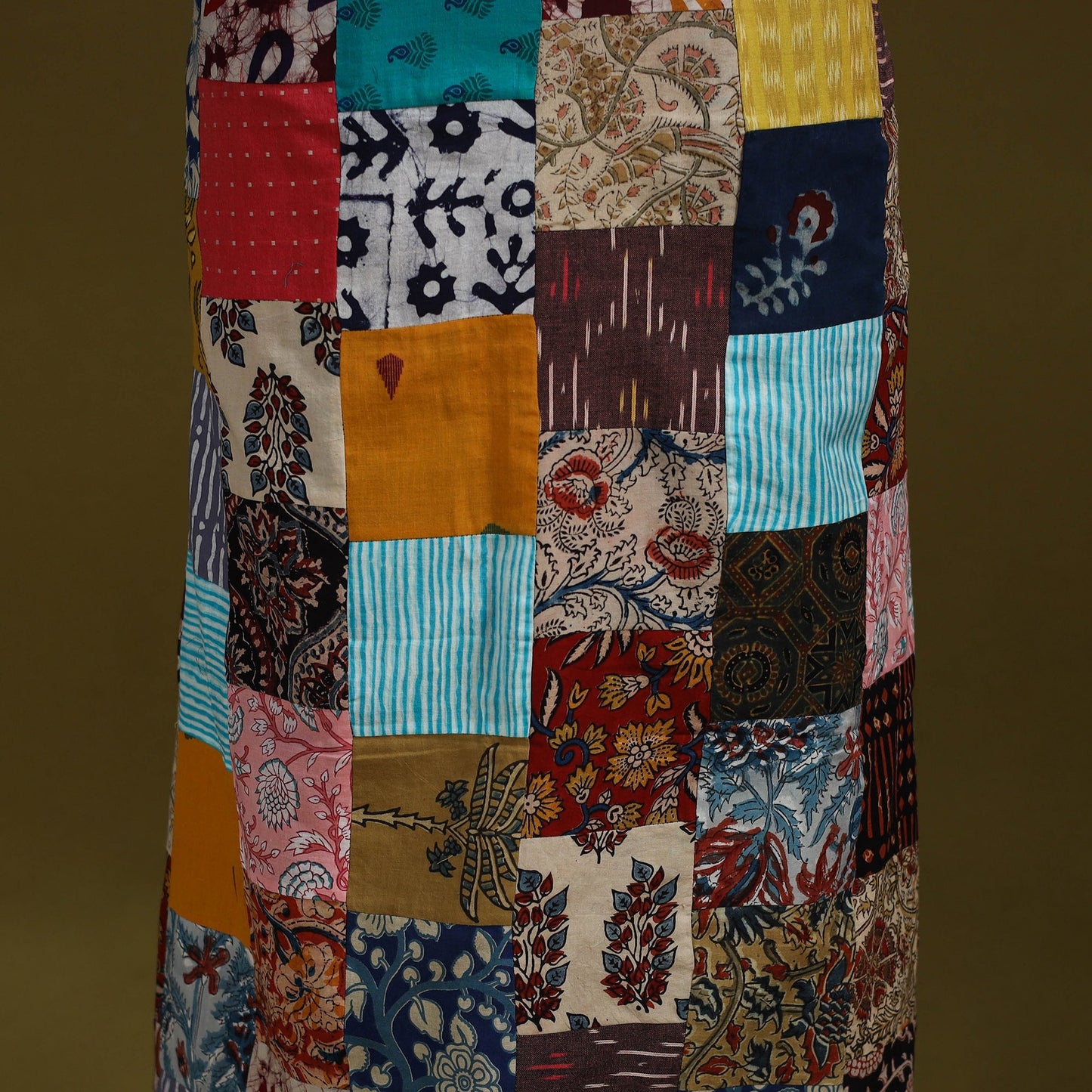 Hand-stitched mosaic cotton unstitched kurta material