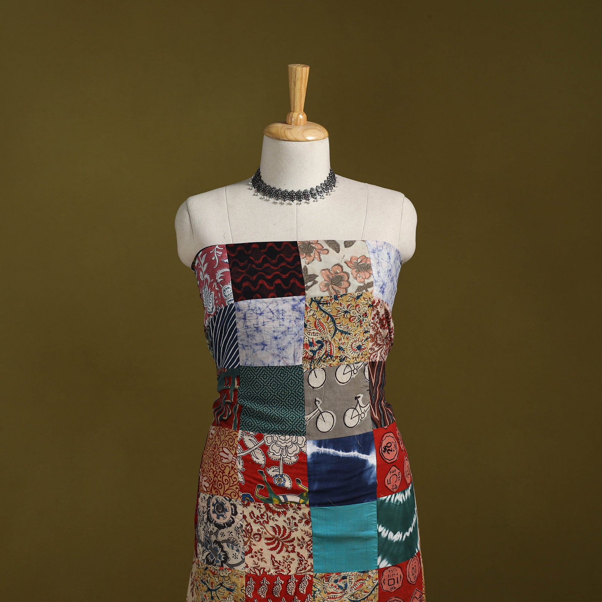 Hand-stitched mosaic cotton unstitched kurta material