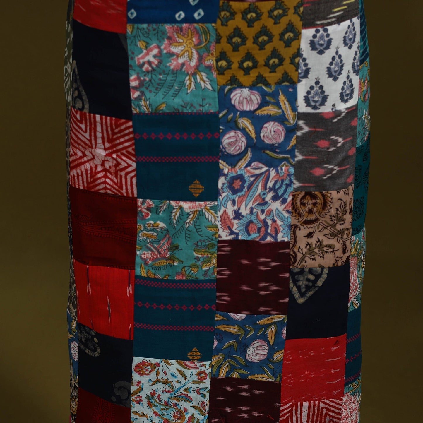 Hand-stitched mosaic cotton unstitched kurta material