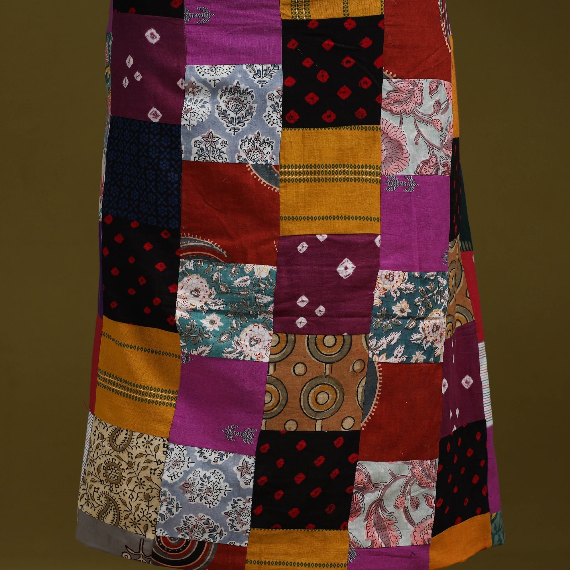 Hand-stitched mosaic cotton unstitched kurta material