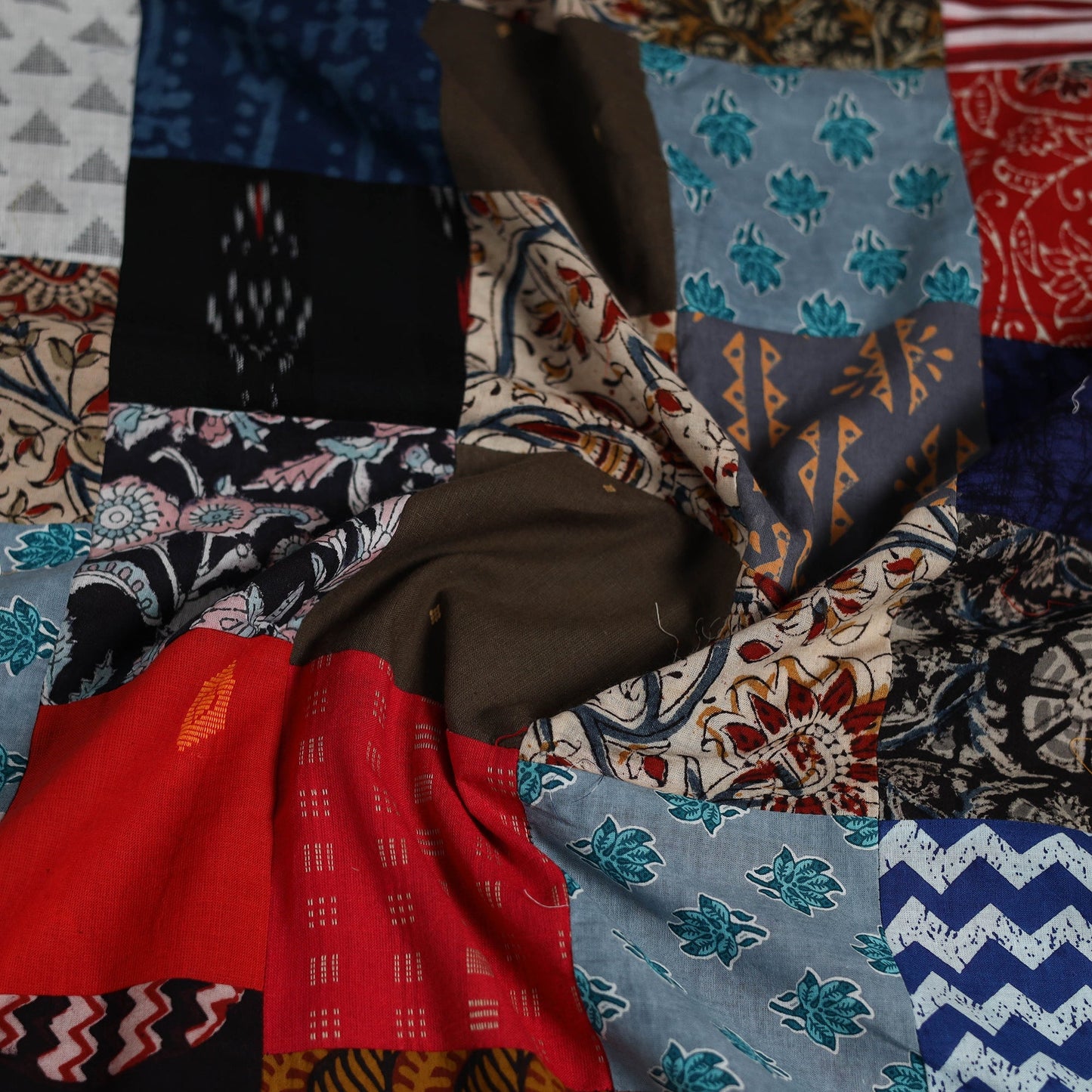 Hand-stitched mosaic cotton unstitched kurta material