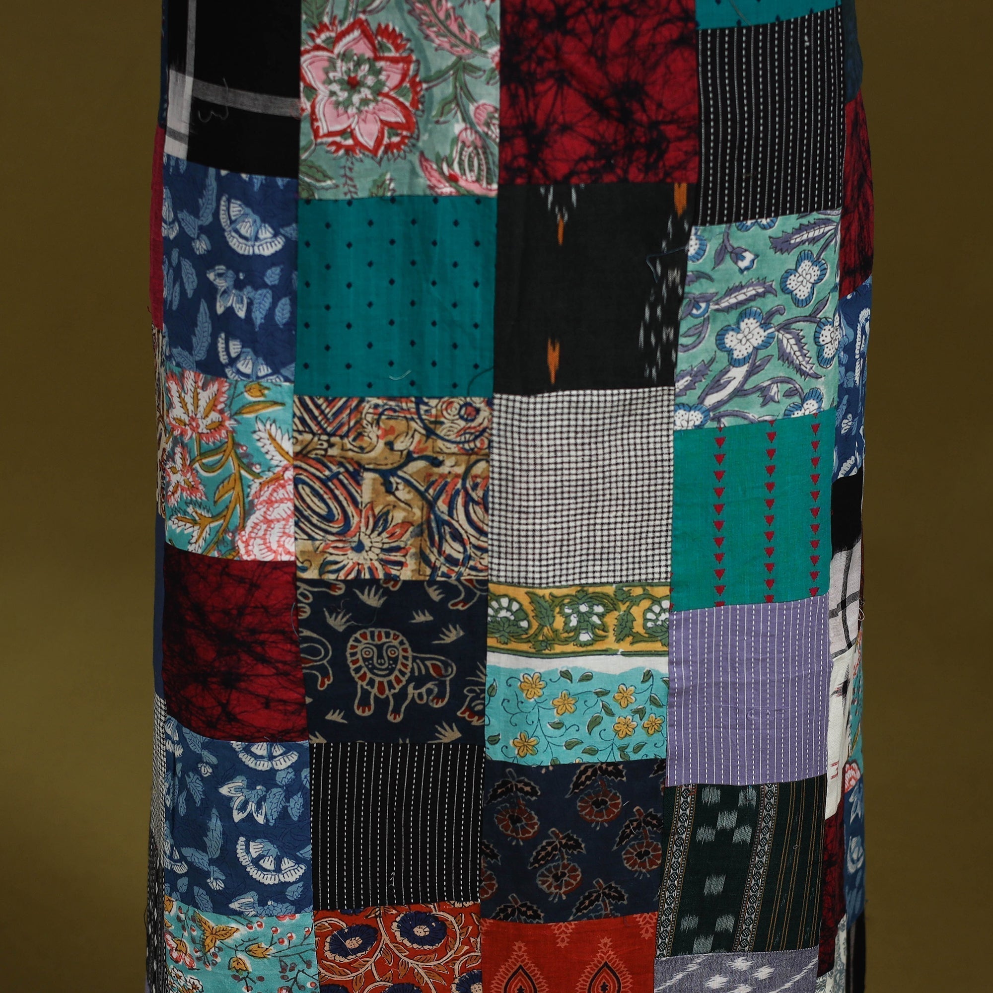 Hand-stitched mosaic cotton unstitched kurta material