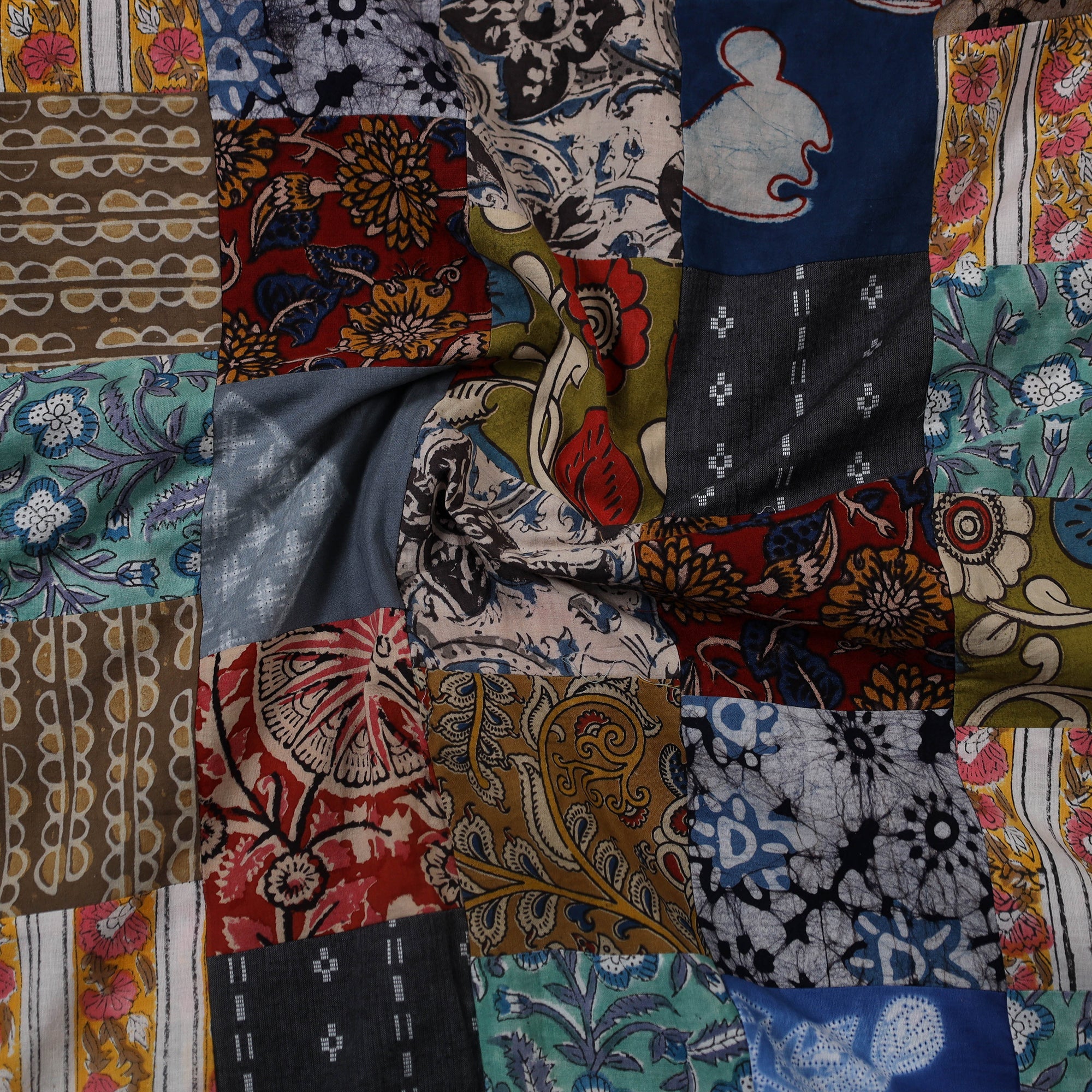 Multicolor - hand-stitched mosaic cotton unstitched kurta