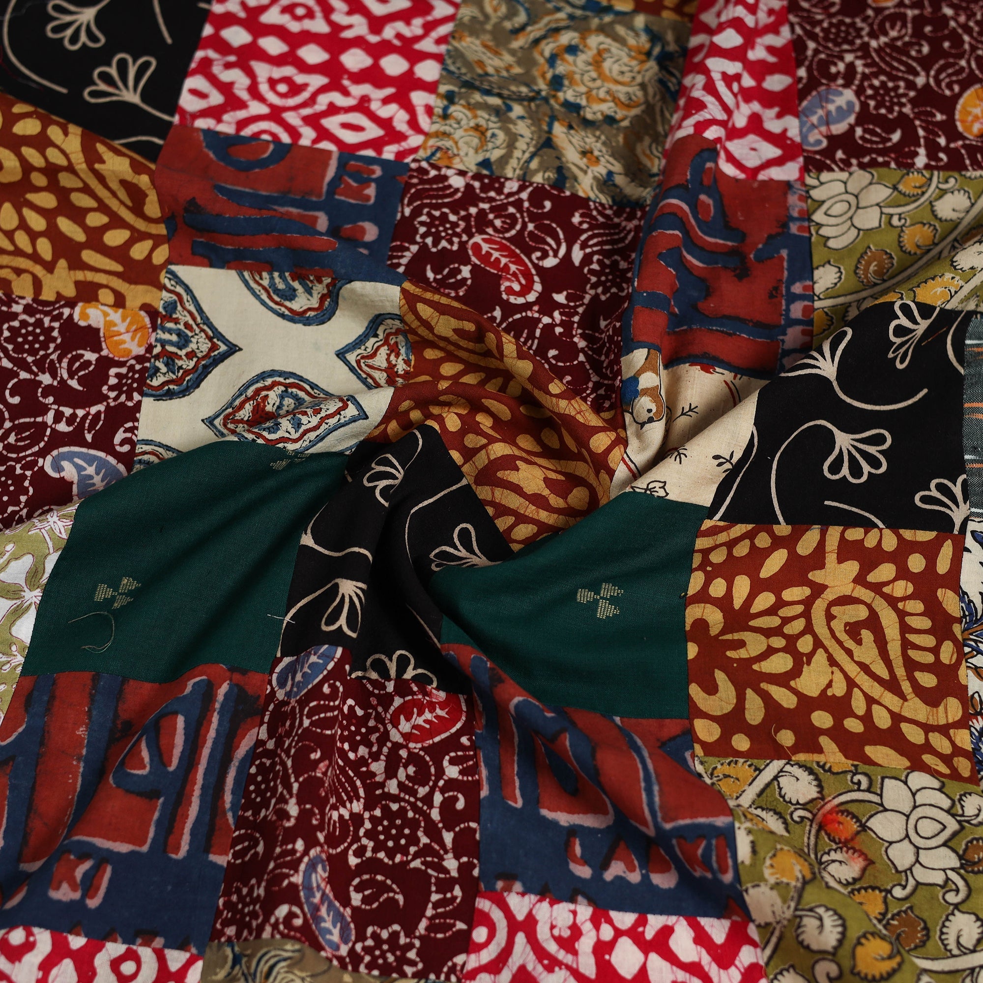 Hand-stitched mosaic cotton unstitched kurta material