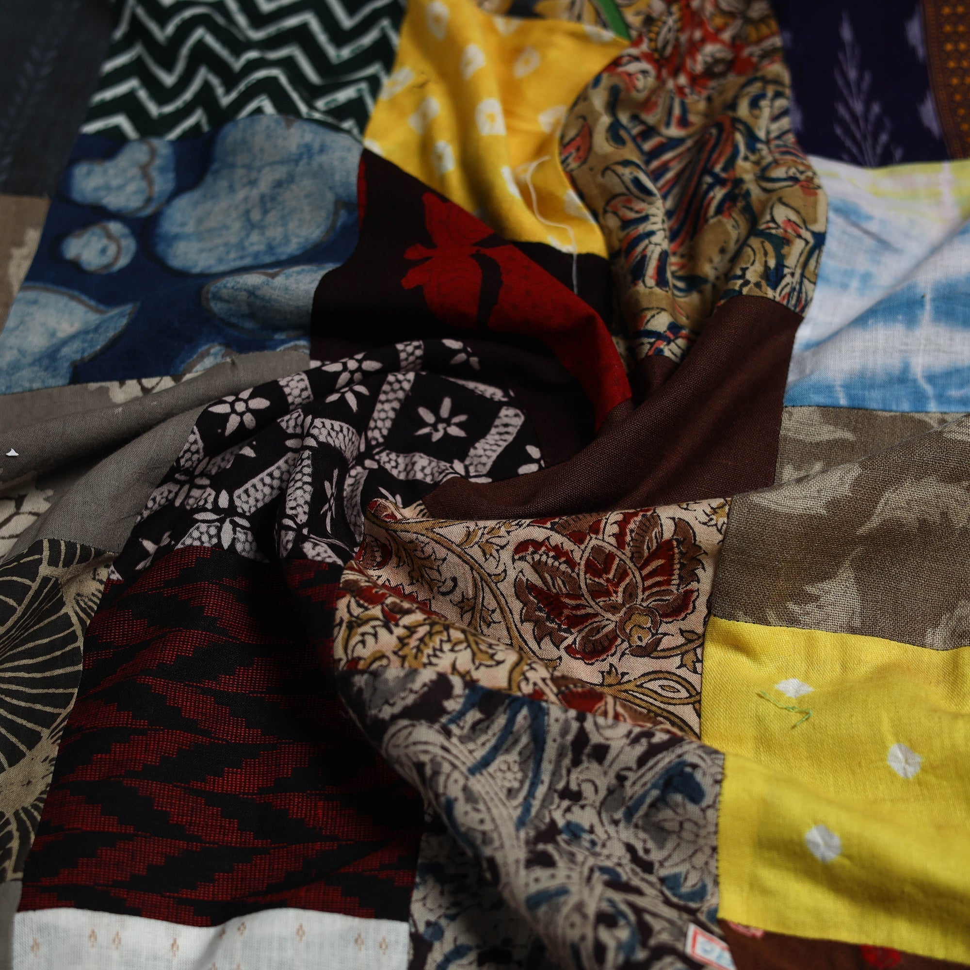 Hand-stitched mosaic cotton unstitched kurta material