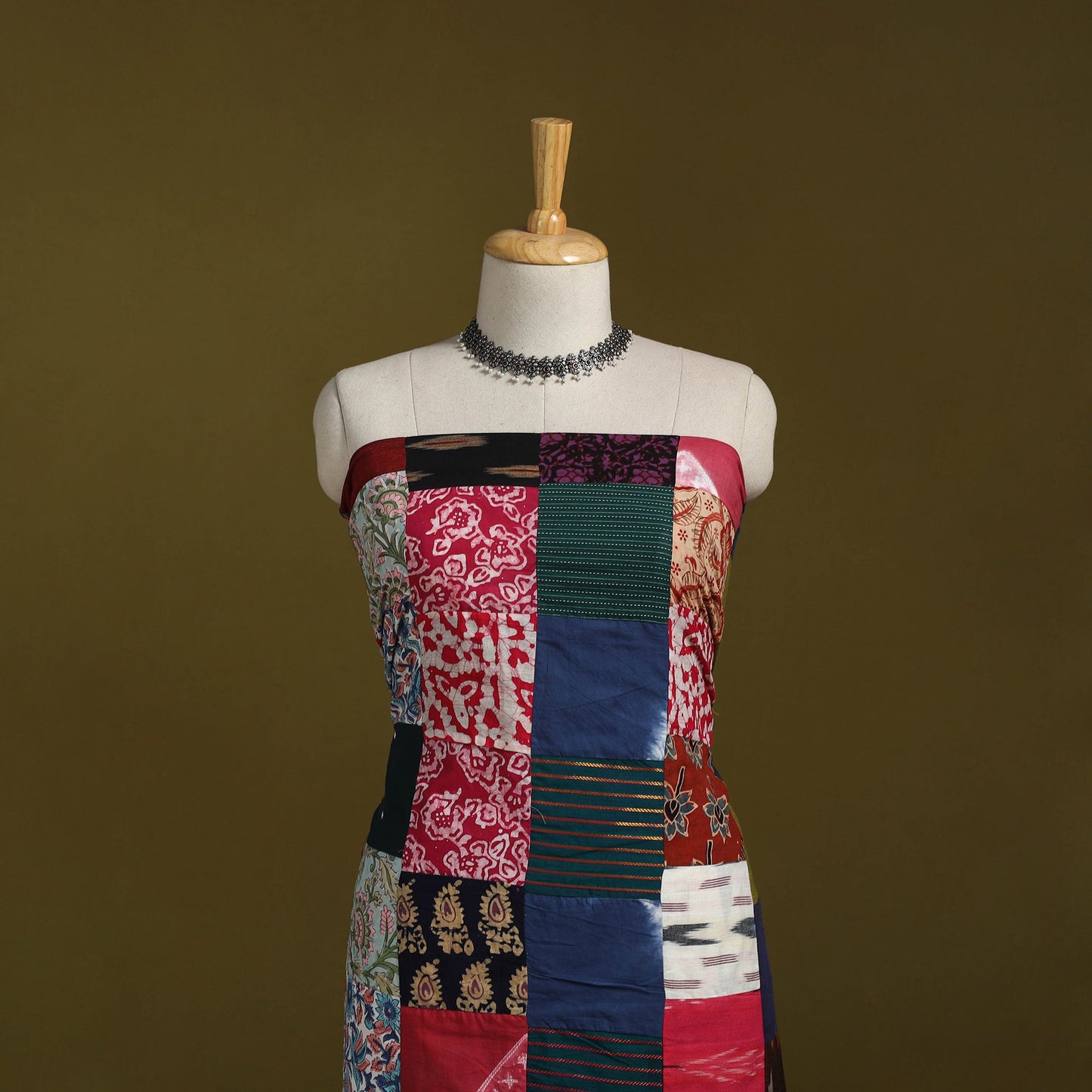 Hand-stitched mosaic cotton unstitched kurta material