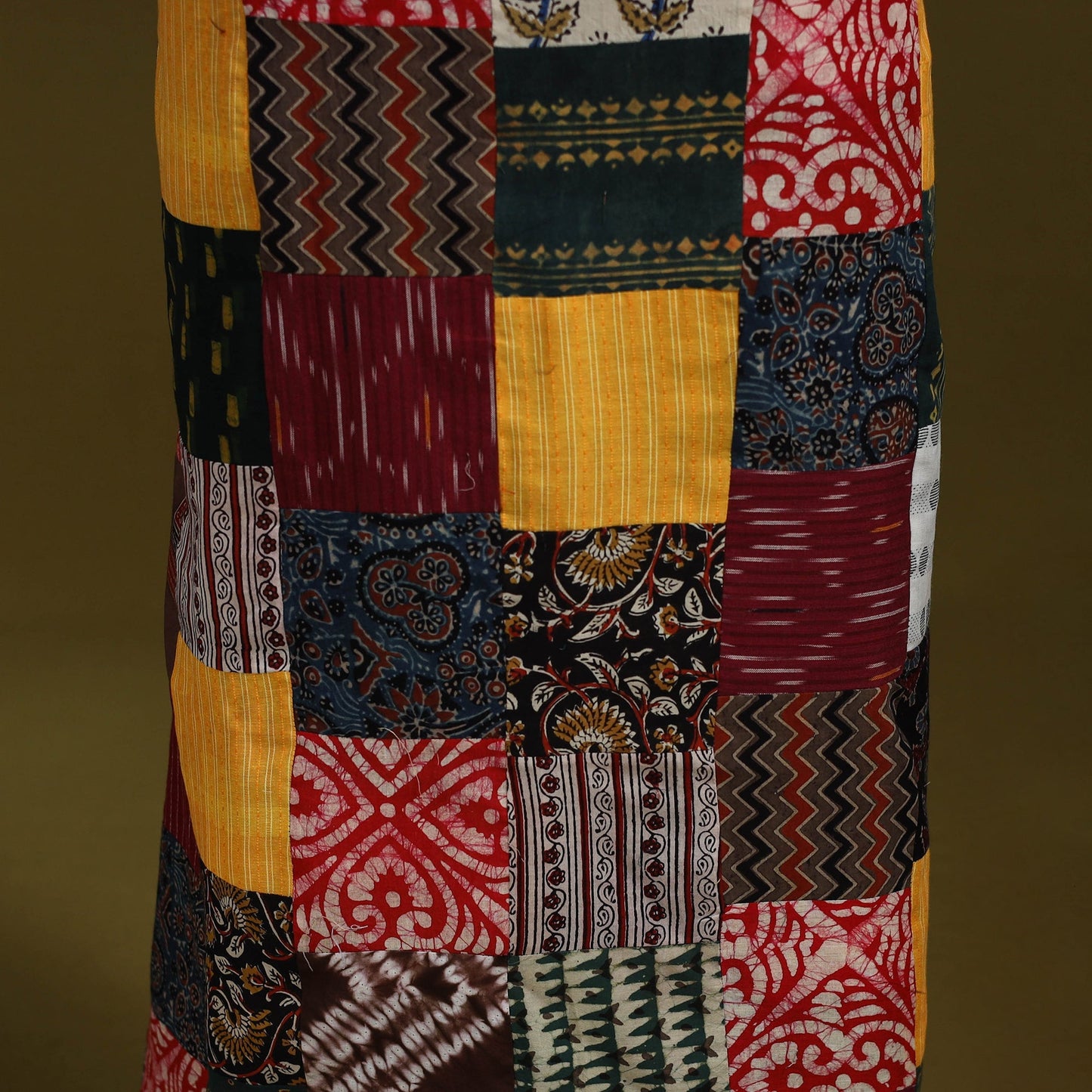 Hand-stitched mosaic cotton unstitched kurta material