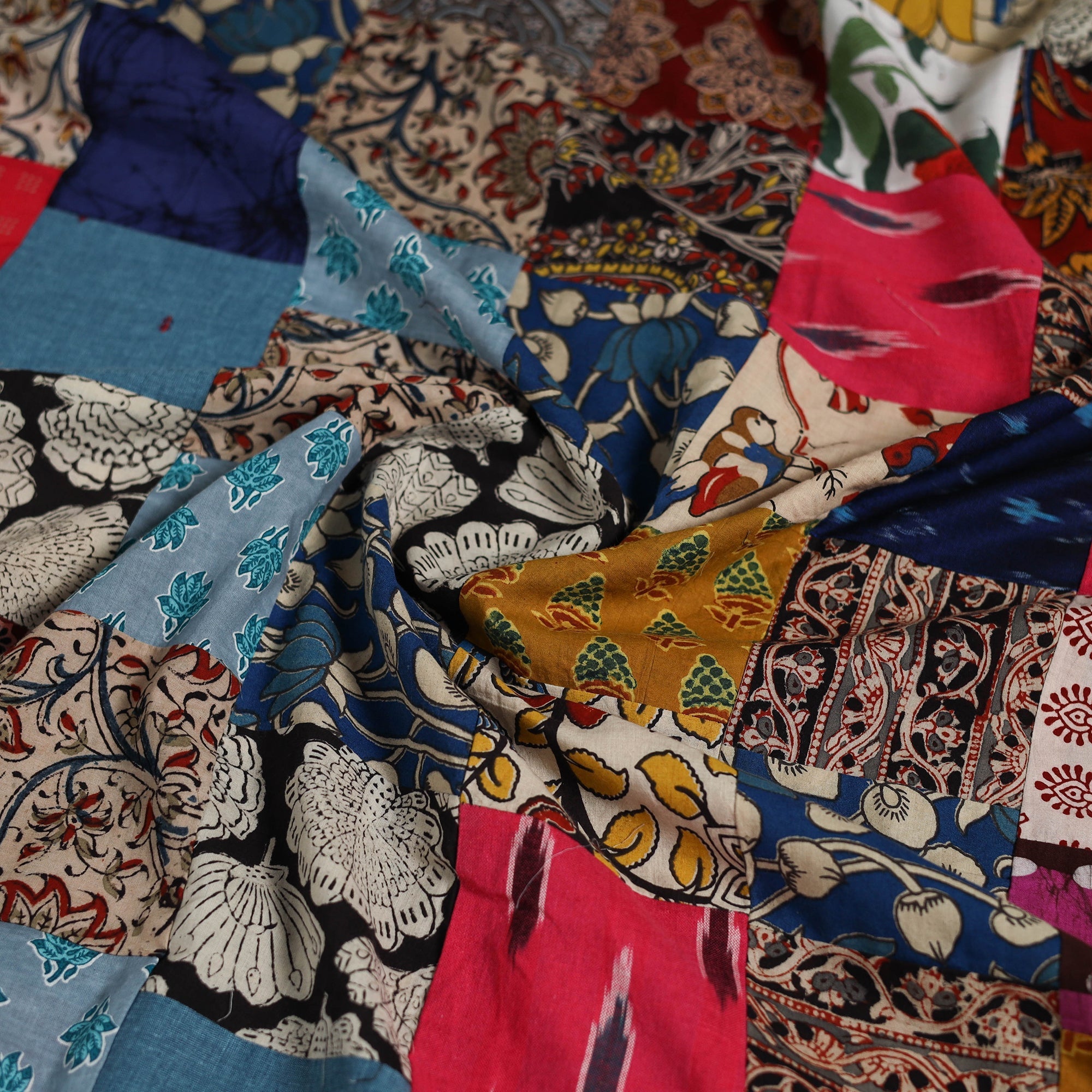 Hand-stitched mosaic cotton unstitched kurta material