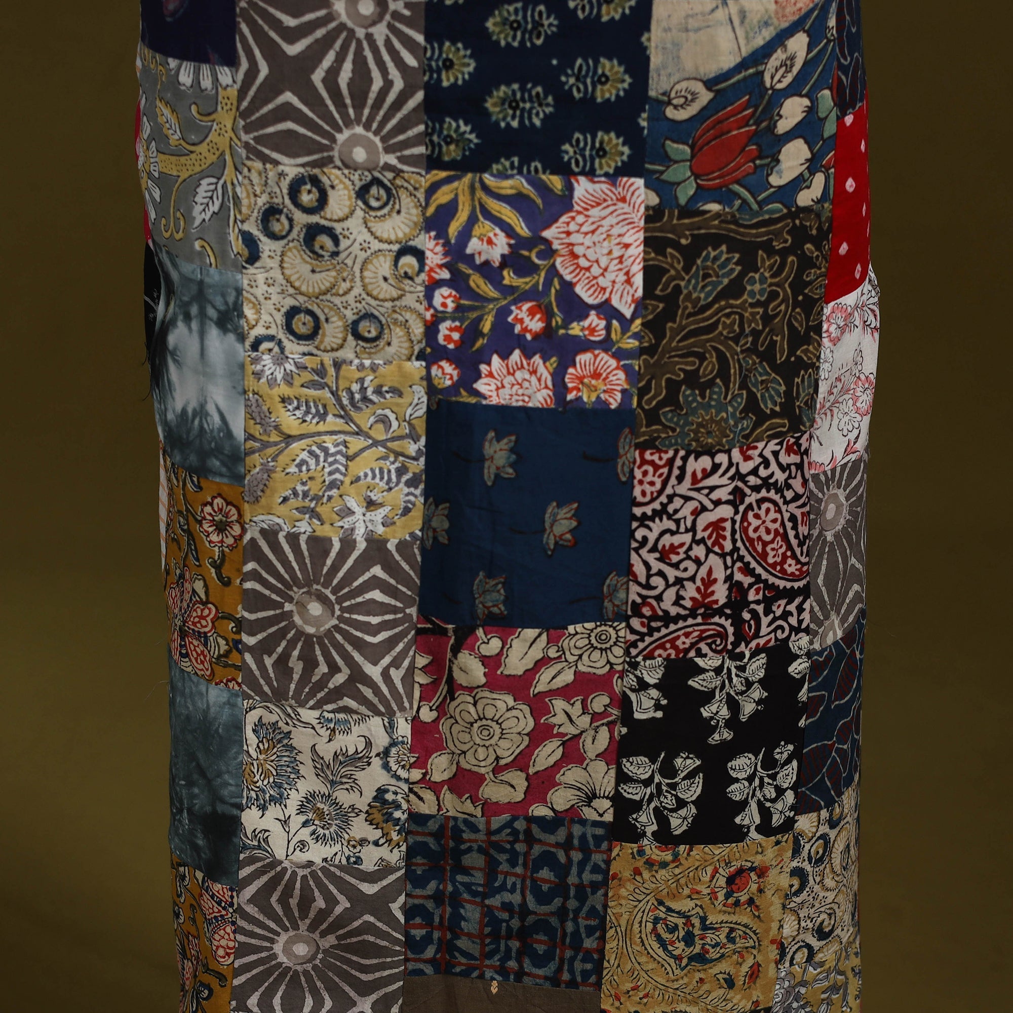 Hand-stitched mosaic cotton unstitched kurta material