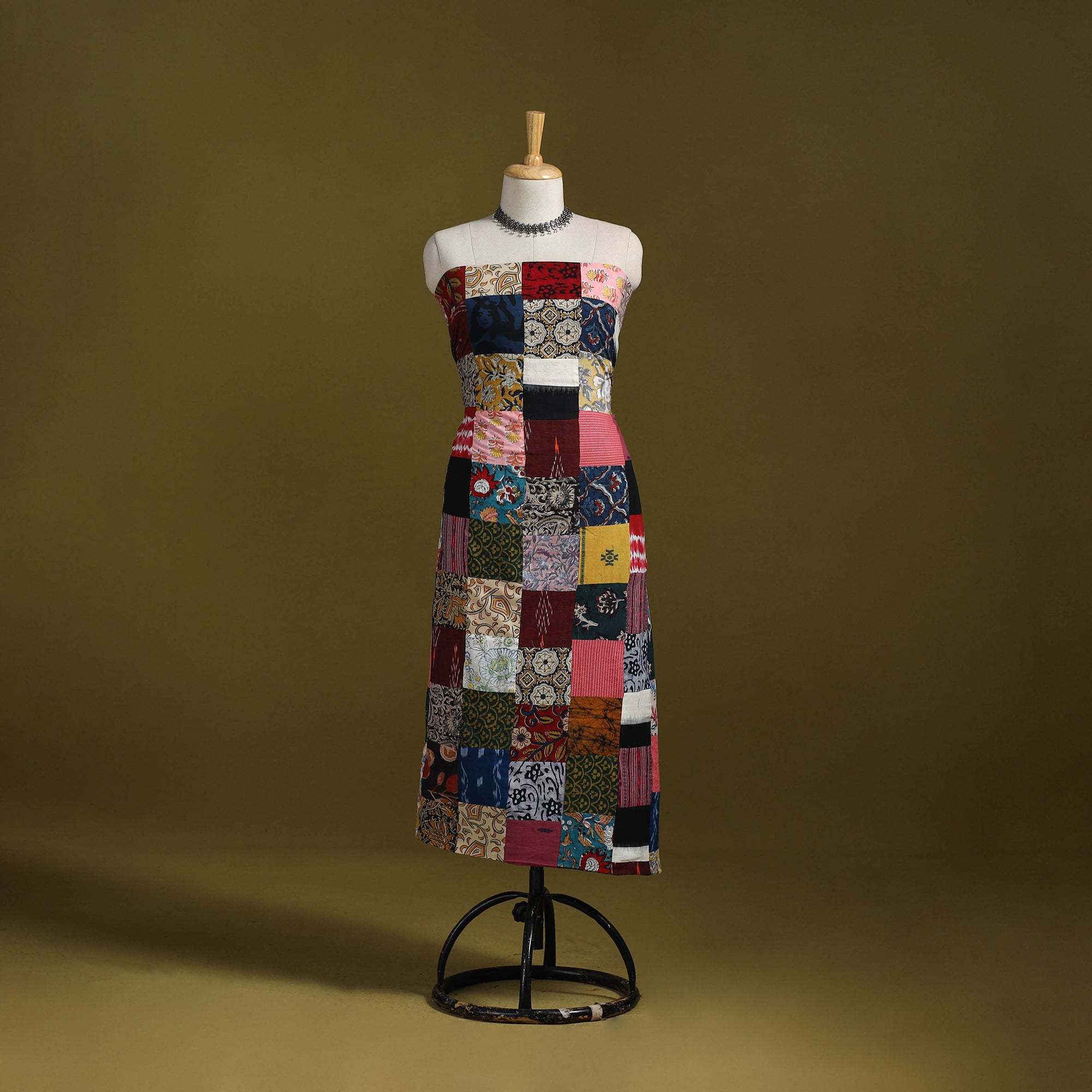 Hand-stitched mosaic cotton unstitched kurta material