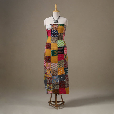 Multicolour Hand-Stitched Mosaic Cotton Kurta Material