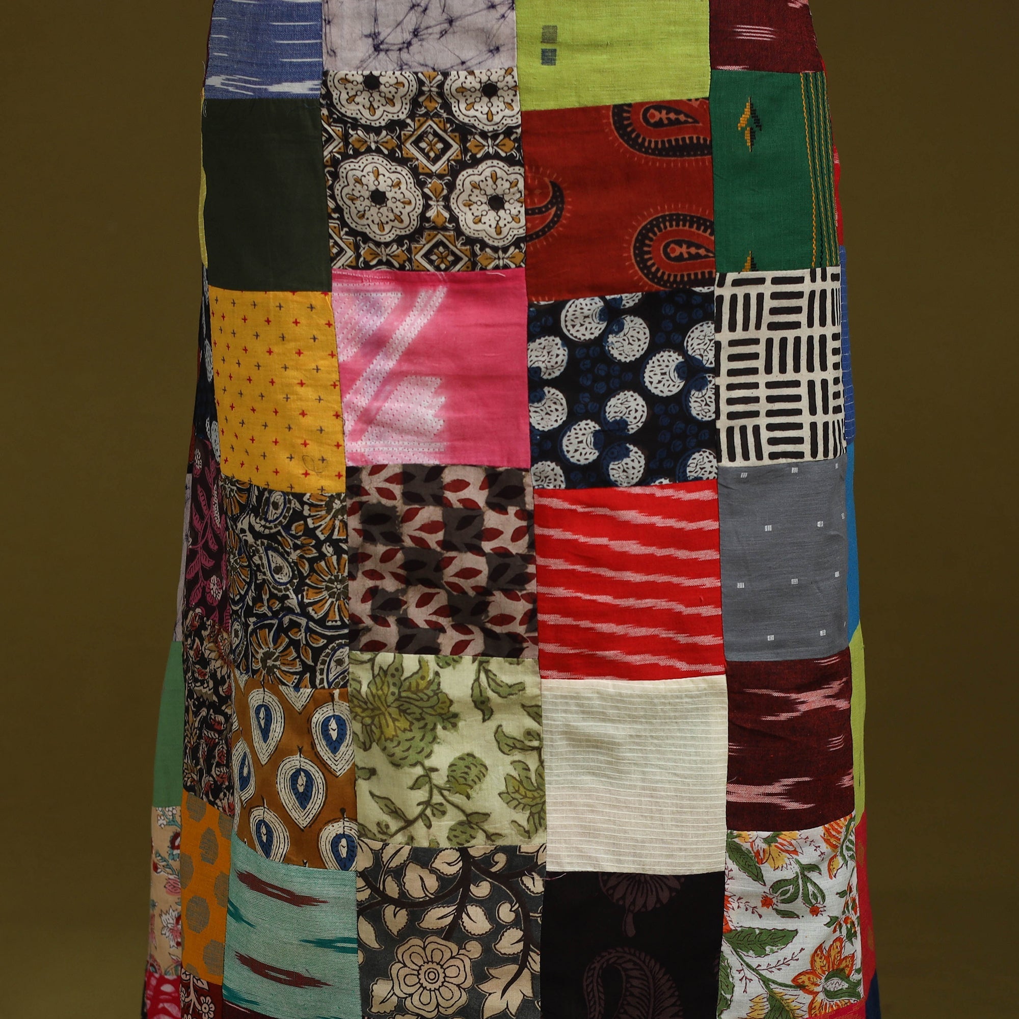 Hand-stitched mosaic cotton unstitched kurta material