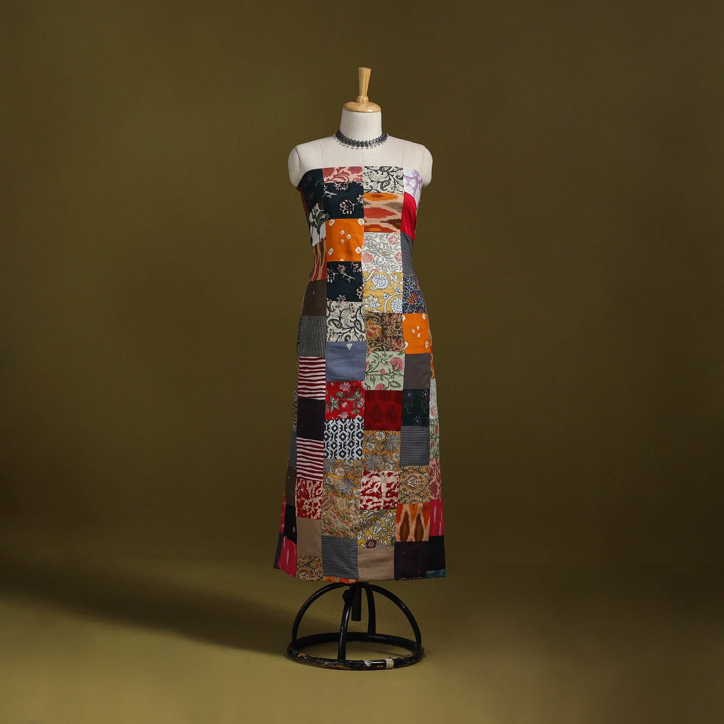 Hand-stitched mosaic cotton unstitched kurta material