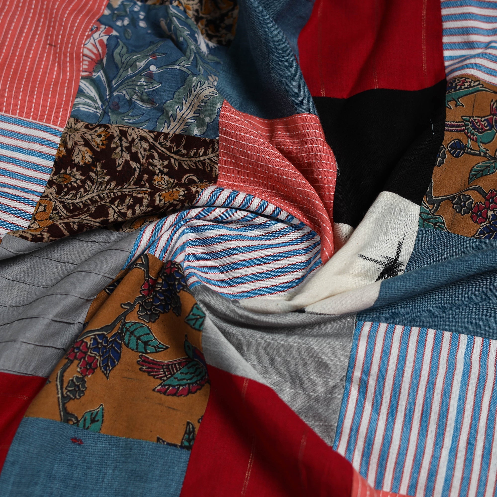 Hand-stitched mosaic cotton unstitched kurta material