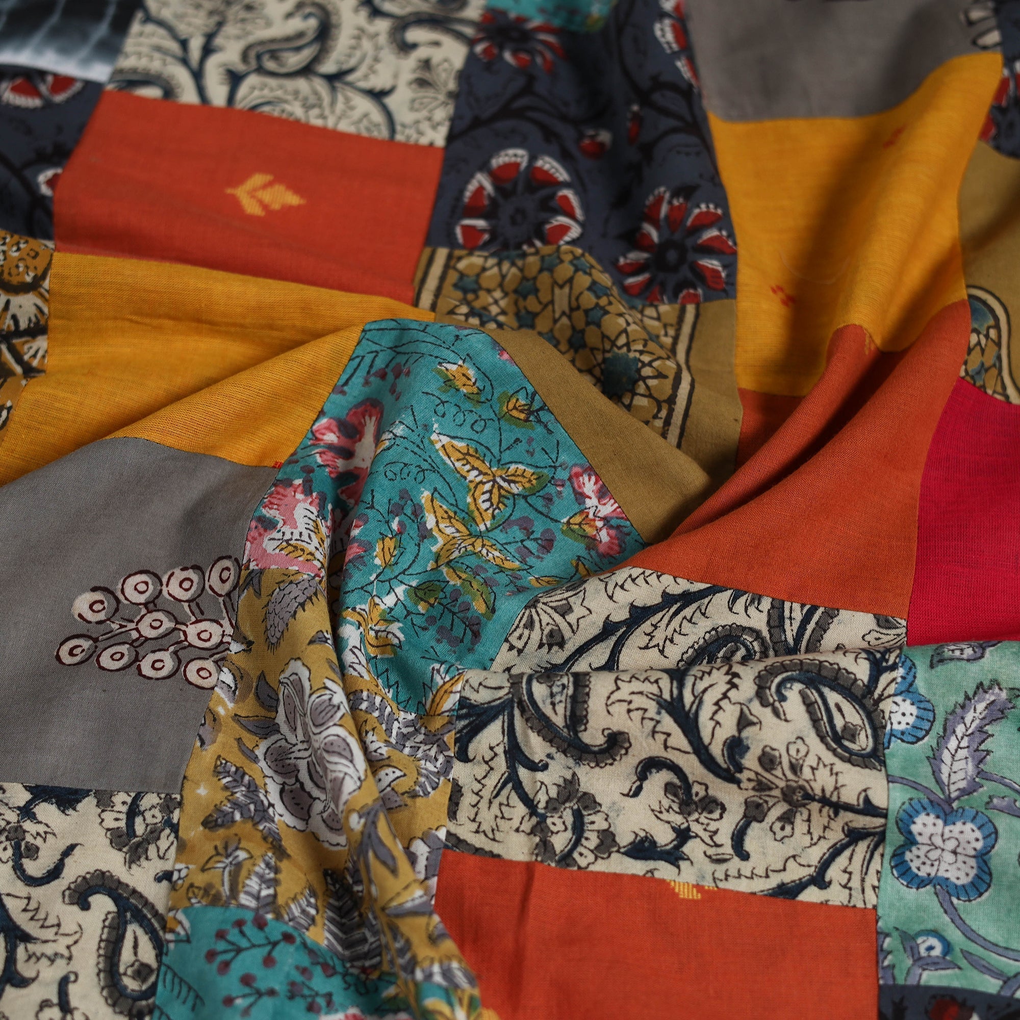 Hand-stitched mosaic cotton unstitched kurta material