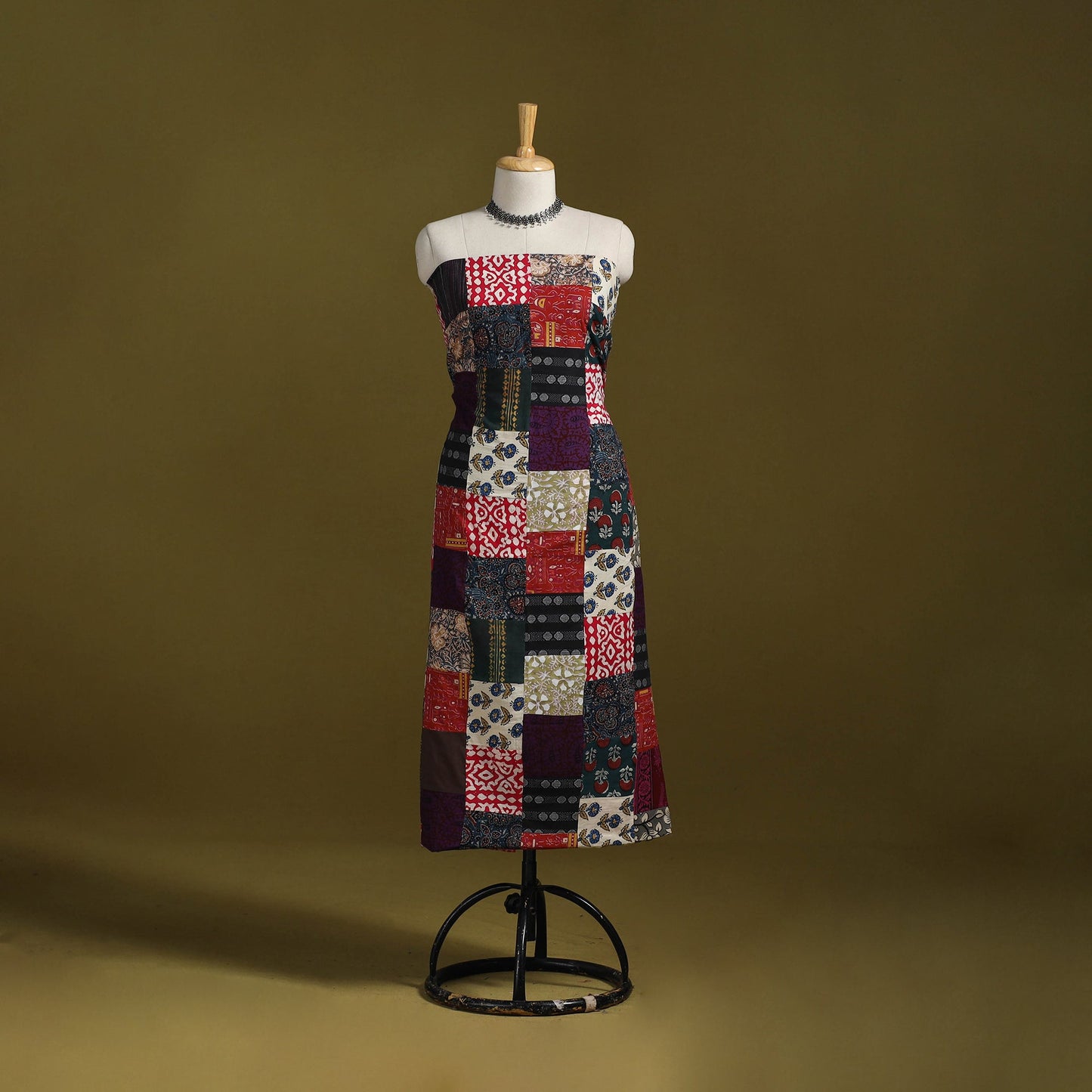 Hand-stitched mosaic cotton unstitched kurta material