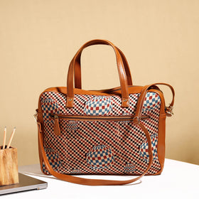  Handcrafted Ajrakh Block Printed Modal Silk Laptop Bag 