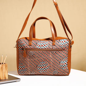  Handcrafted Ajrakh Block Printed Modal Silk Laptop Bag 