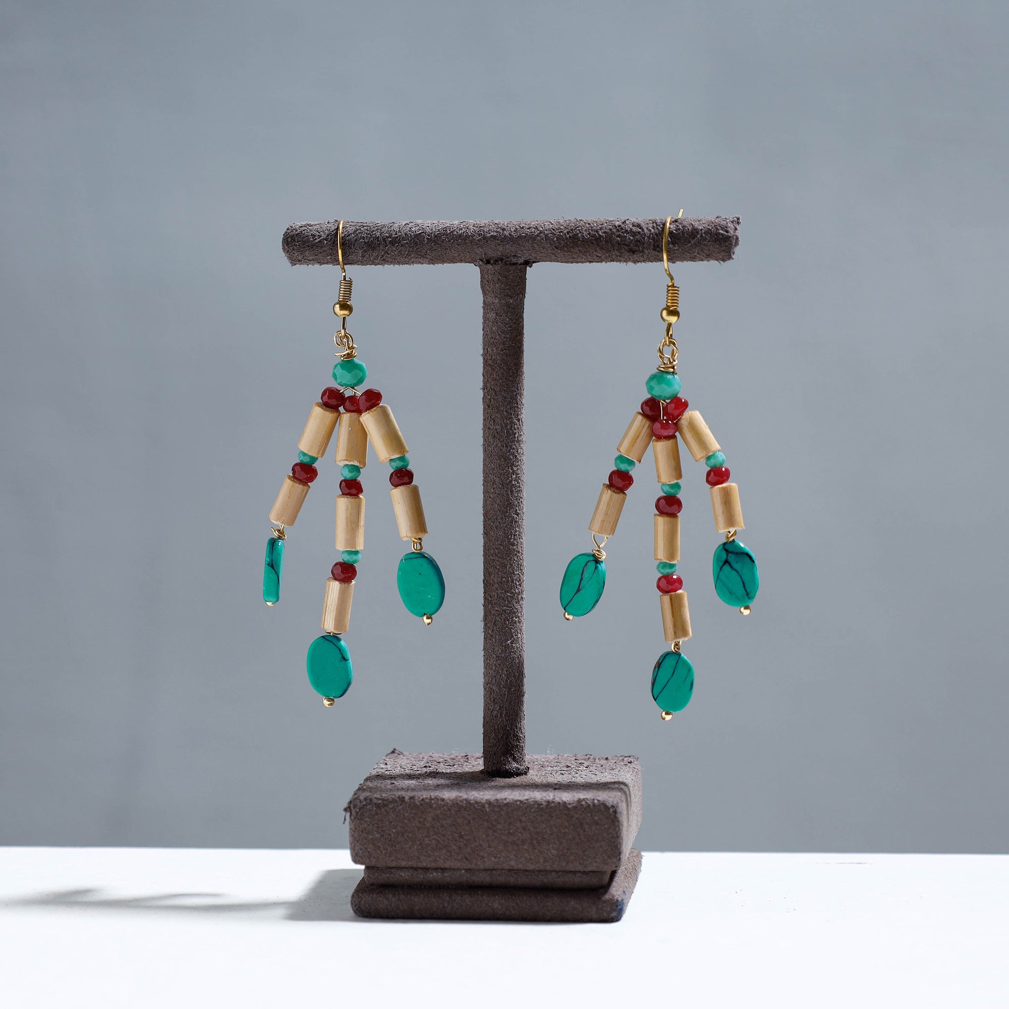 Buy Handcrafted Bamboo Latkan Earrings with Beads Online at iTokri.com