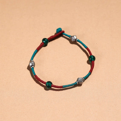 Red Handcrafted Bead & Thread Work Patwa Anklet 