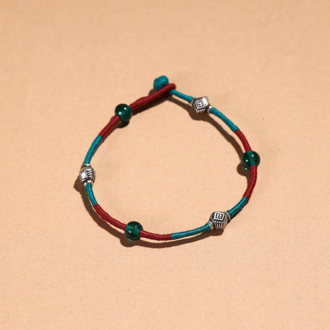Red Handcrafted Bead & Thread Work Patwa Anklet 
