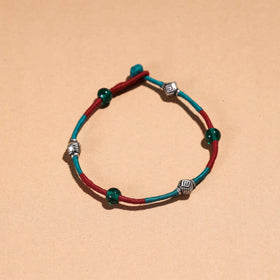 Red Handcrafted Bead & Thread Work Patwa Anklet 