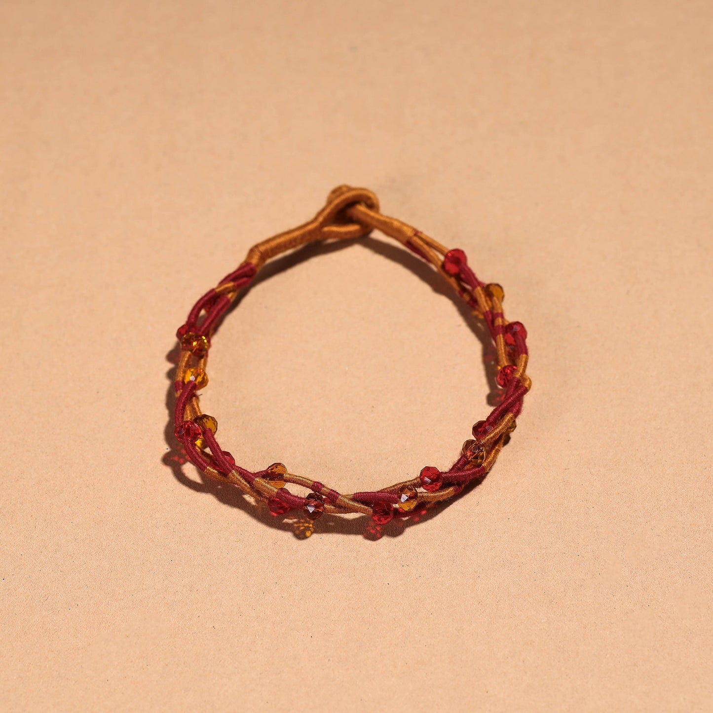 Red Handcrafted Bead & Thread Work Patwa Anklet