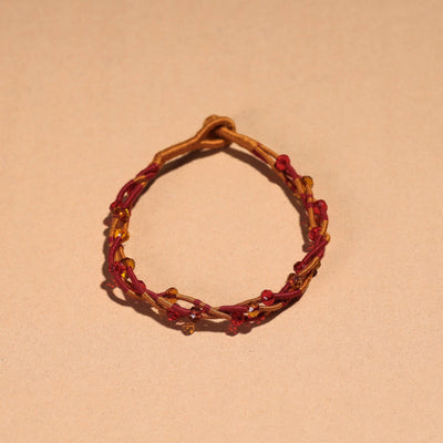 Red Handcrafted Bead & Thread Work Patwa Anklet