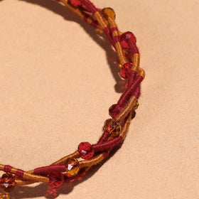 Red Handcrafted Bead & Thread Work Patwa Anklet
