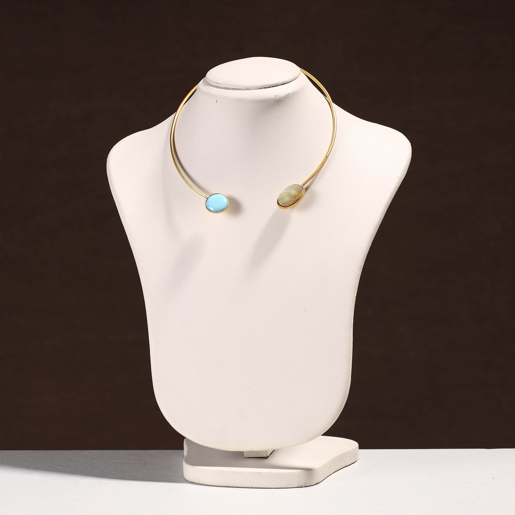  Handcrafted Brass Hasli Necklace with Meenakari & Seashell Pendant 