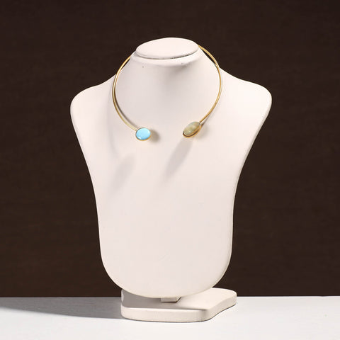  Handcrafted Brass Hasli Necklace with Meenakari & Seashell Pendant 