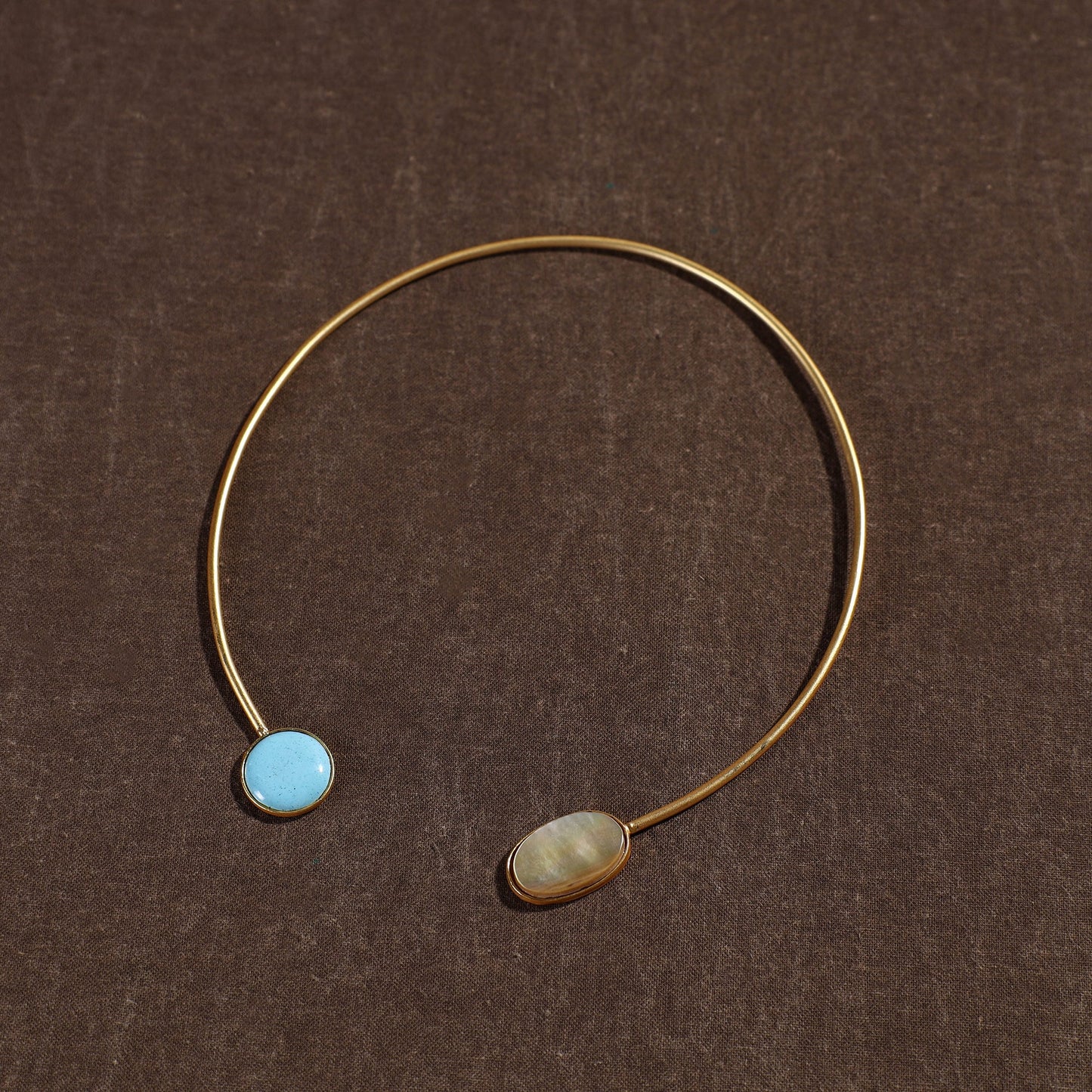  Handcrafted Brass Hasli Necklace with Meenakari & Seashell Pendant 