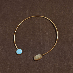  Handcrafted Brass Hasli Necklace with Meenakari & Seashell Pendant 