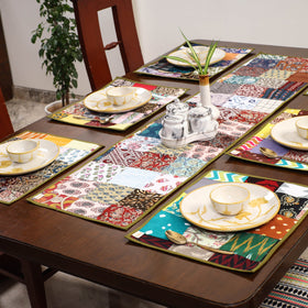 Multicolor - handcrafted cotton fusion table runner set