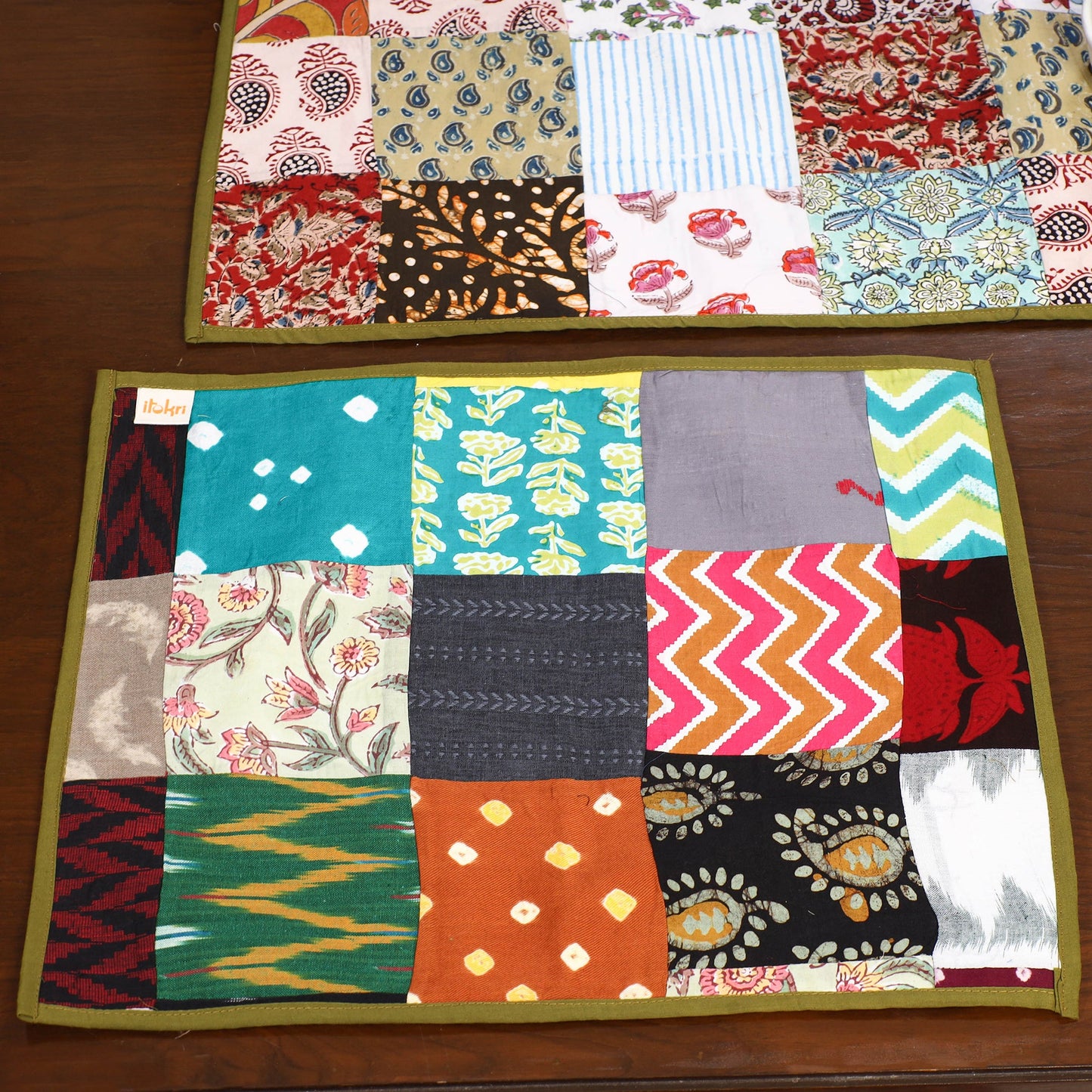 Multicolor - handcrafted cotton fusion table runner set