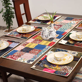 Multicolor - handcrafted cotton fusion table runner set