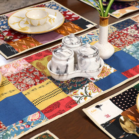 Multicolor - handcrafted cotton fusion table runner set